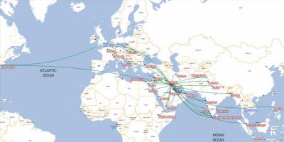 Mappa di kuwait airways destinazioni