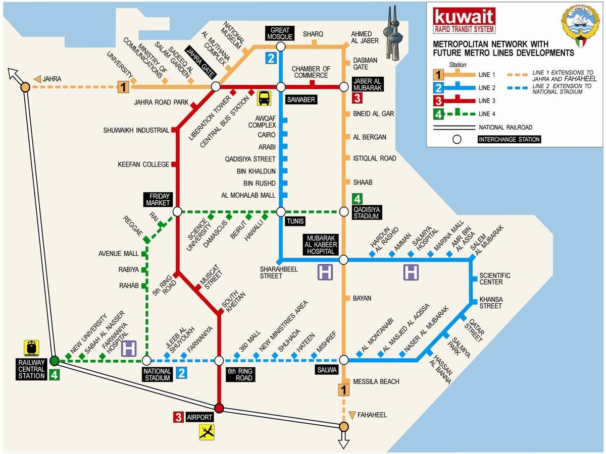 mappa del kuwait metro