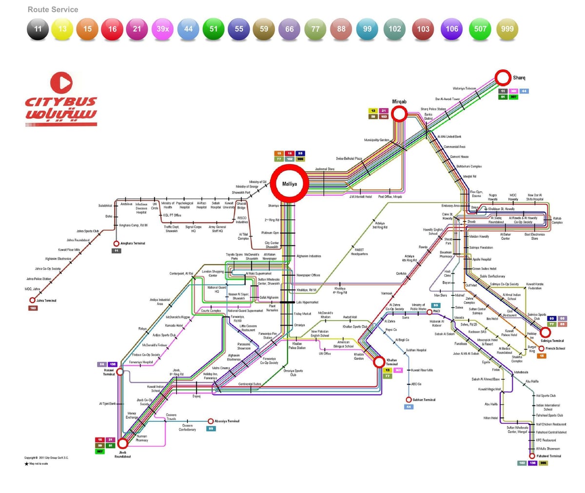 kuwait city bus 999 mappa del percorso